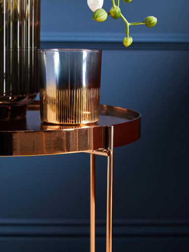 Pink Mirrored Low Side Table with Rose Gold Frame