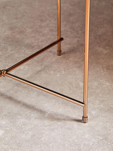 Pink Mirrored Low Side Table with Rose Gold Frame