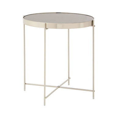 Grey Mirror Side Table with Slim Metal Legs