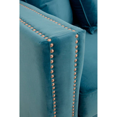 3 Seater Cyan Blue Velvet Sofa Sofia