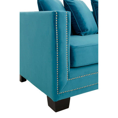 3 Seater Cyan Blue Velvet Sofa Sofia