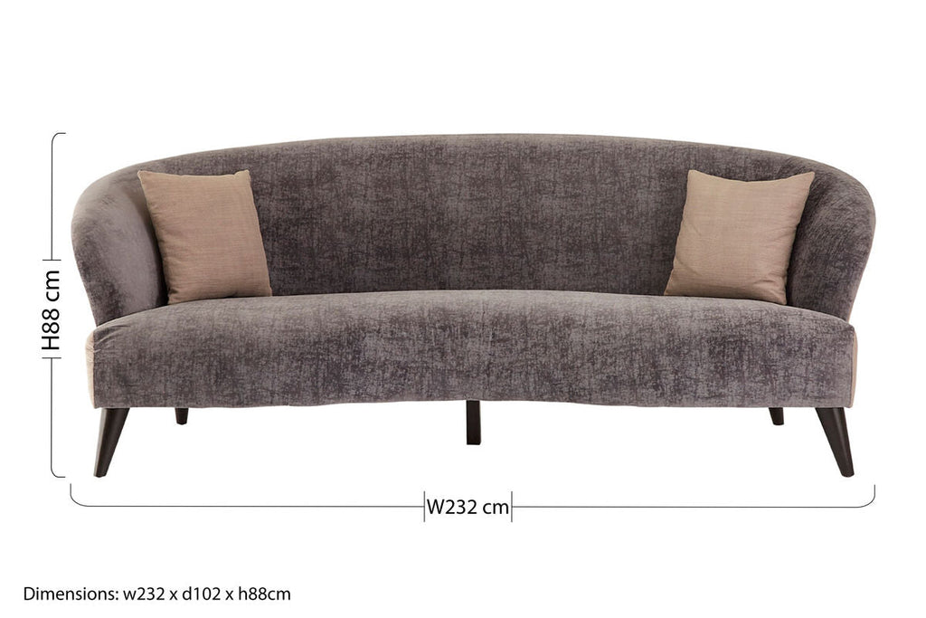 3 Seater Grey Velvet Sofa with Oatmeal Sides
