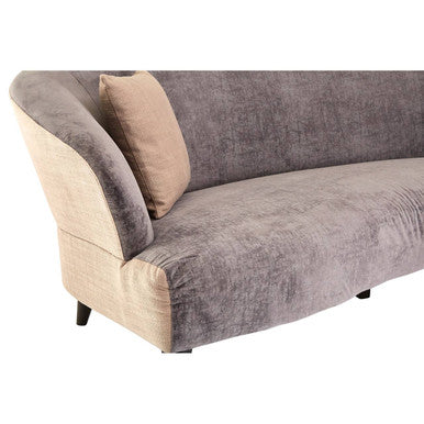 3 Seater Grey Velvet Sofa with Oatmeal Sides