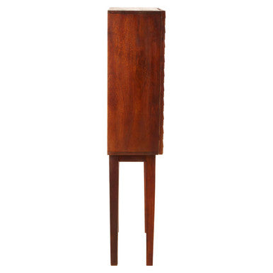 Coastal Mango Wood Cabinet with Scale Pattern Doors