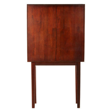Coastal Mango Wood Cabinet with Scale Pattern Doors