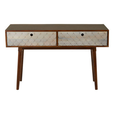 Natural Mango Wood Console Table with Pastel Drawers