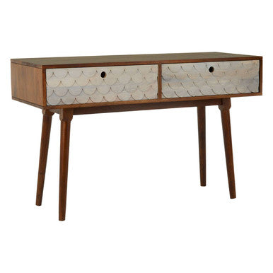 Natural Mango Wood Console Table with Pastel Drawers
