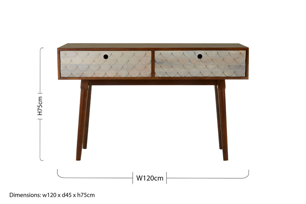 Natural Mango Wood Console Table with Pastel Drawers