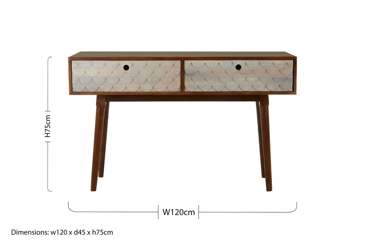 Natural Mango Wood Console Table with Pastel Drawers