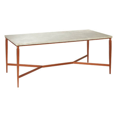 White Marble Top Coffee Table with Copper Iron Legs