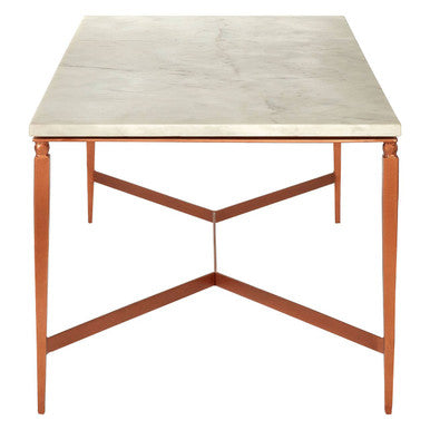 White Marble Top Coffee Table with Copper Iron Legs