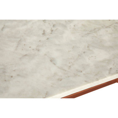 White Marble Top Coffee Table with Copper Iron Legs