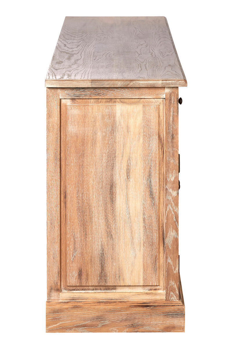 Oak Wood Sideboard with Whitewash Finish