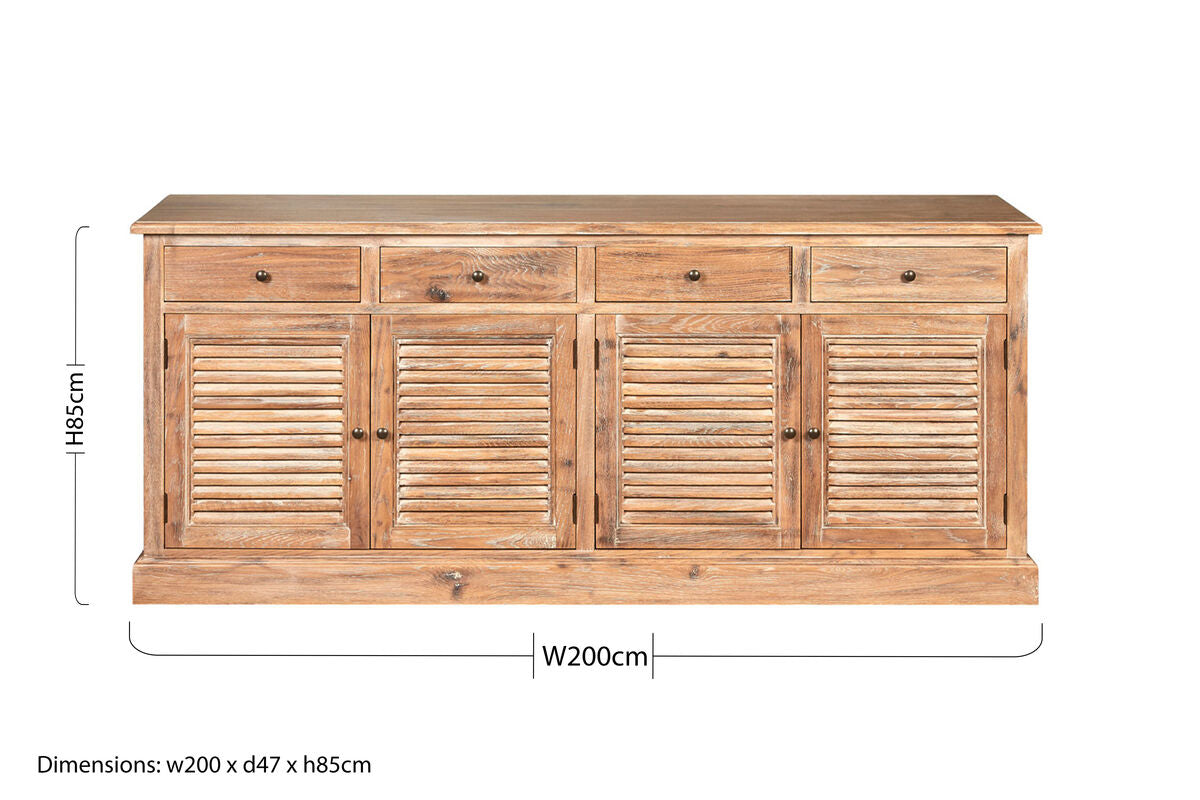 Oak Wood Sideboard with Whitewash Finish