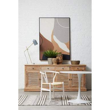 Oak Wood Sideboard with Whitewash Finish