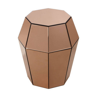 Faceted Rose Gold Mirrored Glass Side Table