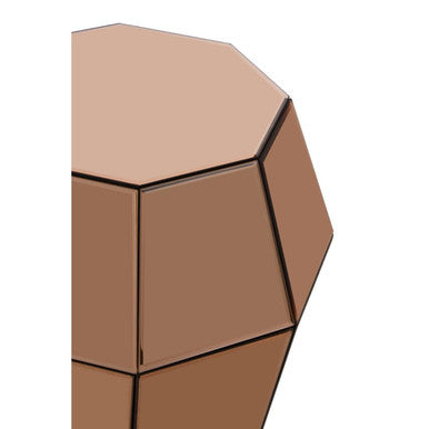 Faceted Rose Gold Mirrored Glass Side Table