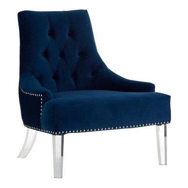 Clarence Button Tufted Navy Velvet Chair
