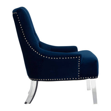 Clarence Button Tufted Navy Velvet Chair