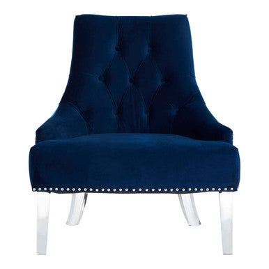 Clarence Button Tufted Navy Velvet Chair