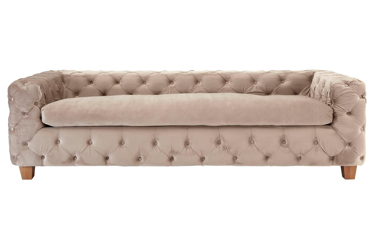 3 Seater Beige Velvet Sofa