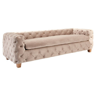 3 Seater Beige Velvet Sofa