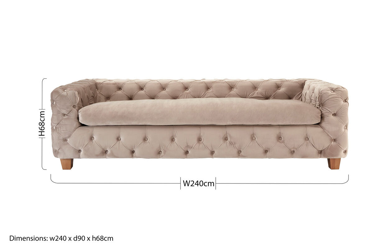 3 Seater Beige Velvet Sofa