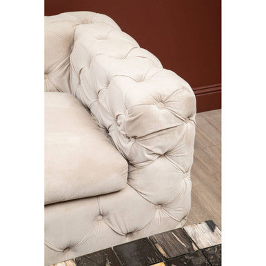 3 Seater Beige Velvet Sofa