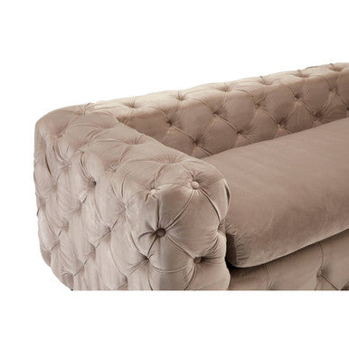 3 Seater Beige Velvet Sofa