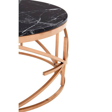 Rose Gold and Black Marble Round Coffee Table