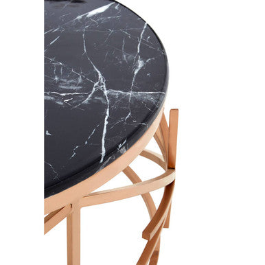 Rose Gold and Black Marble Round Coffee Table