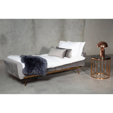 Round Rose Gold Copper Side Table with Black Marble Top
