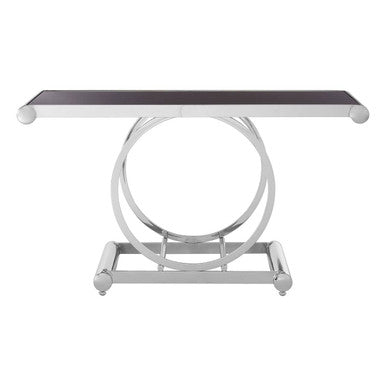 Black Glass Top Console Table with Stainless Steel Frame