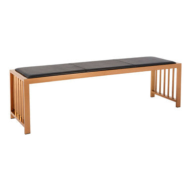 Black Leather Bench with Rose Gold Frame