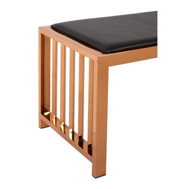Black Leather Bench with Rose Gold Frame