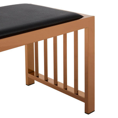 Black Leather Bench with Rose Gold Frame
