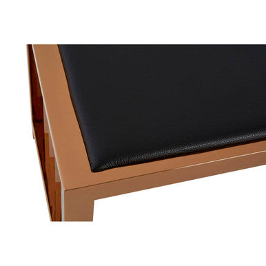 Black Leather Bench with Rose Gold Frame