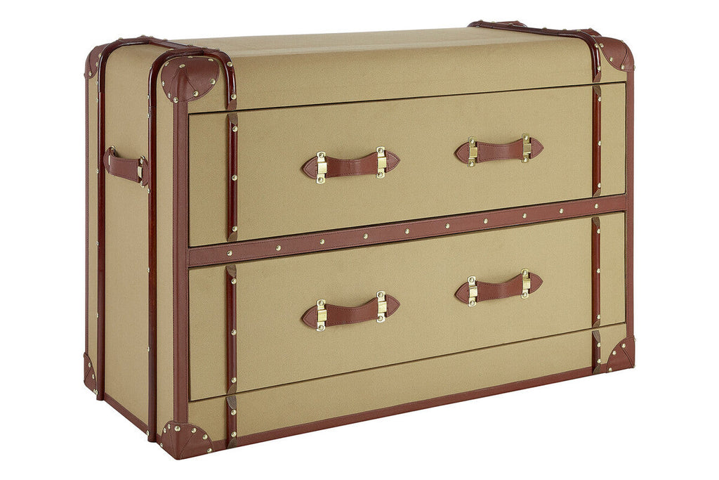 2 Drawer Canvas Cabinet with Leather Handles