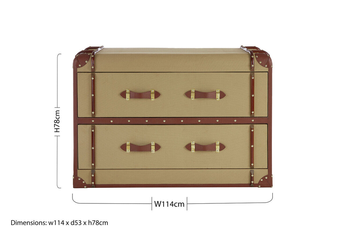 2 Drawer Canvas Cabinet with Leather Handles