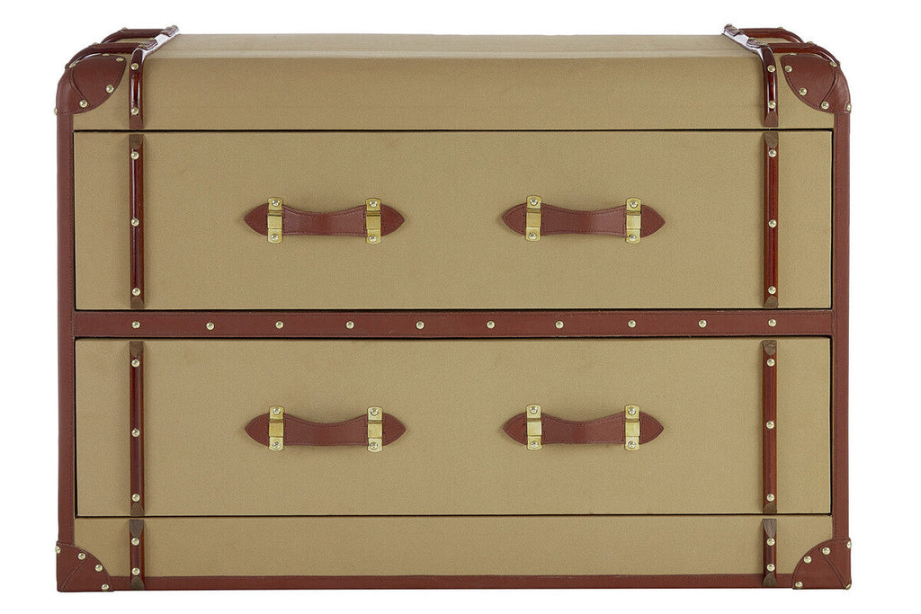 2 Drawer Canvas Cabinet with Leather Handles