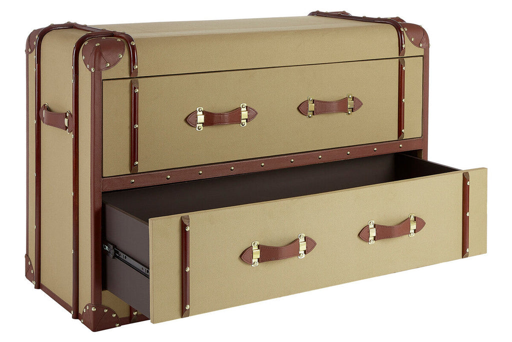 2 Drawer Canvas Cabinet with Leather Handles