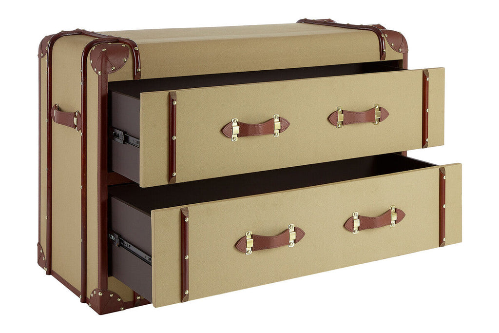 2 Drawer Canvas Cabinet with Leather Handles