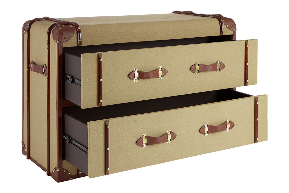 2 Drawer Canvas Cabinet with Leather Handles