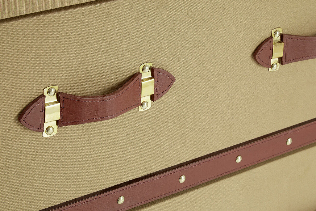 2 Drawer Canvas Cabinet with Leather Handles