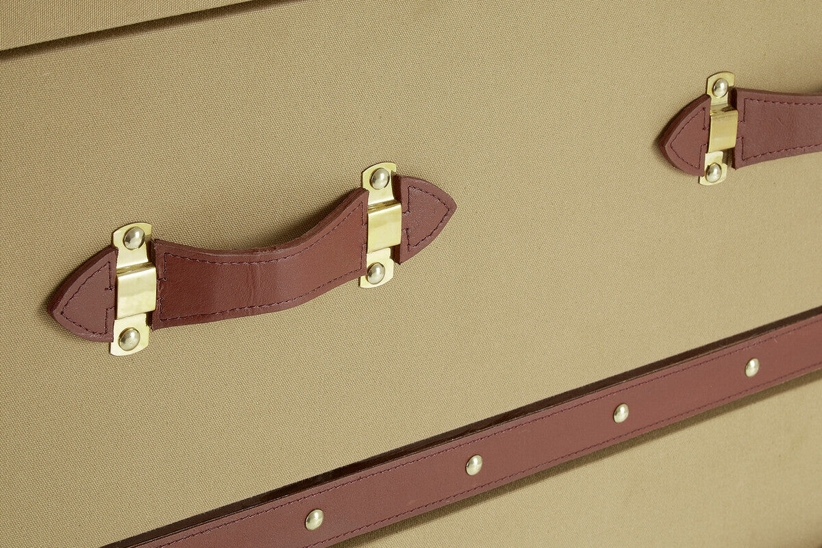 2 Drawer Canvas Cabinet with Leather Handles