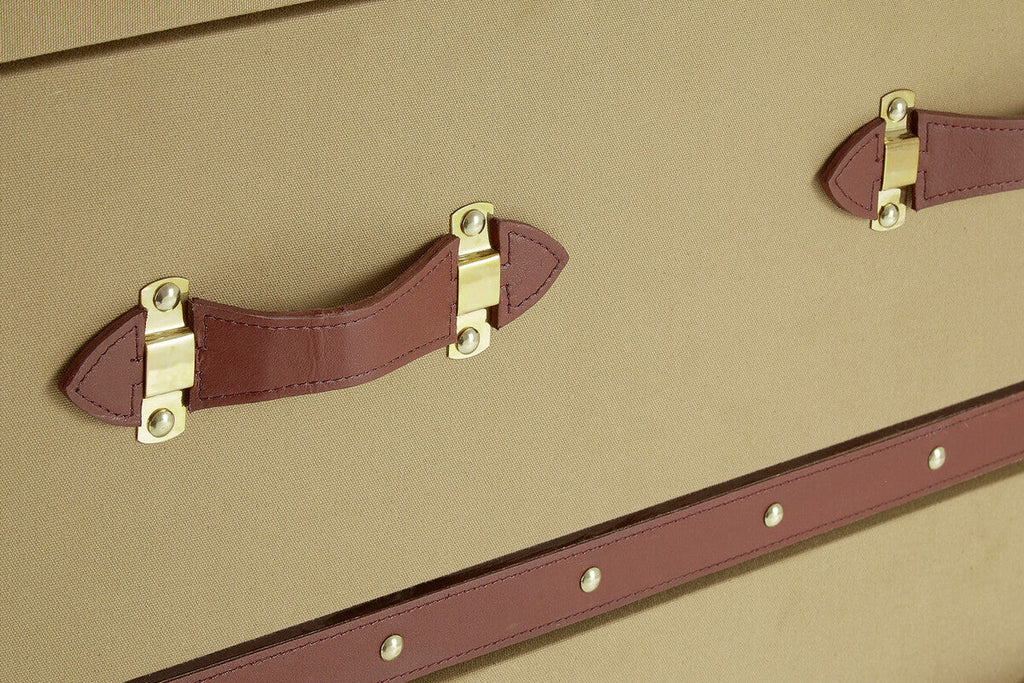 2 Drawer Canvas Cabinet with Leather Handles