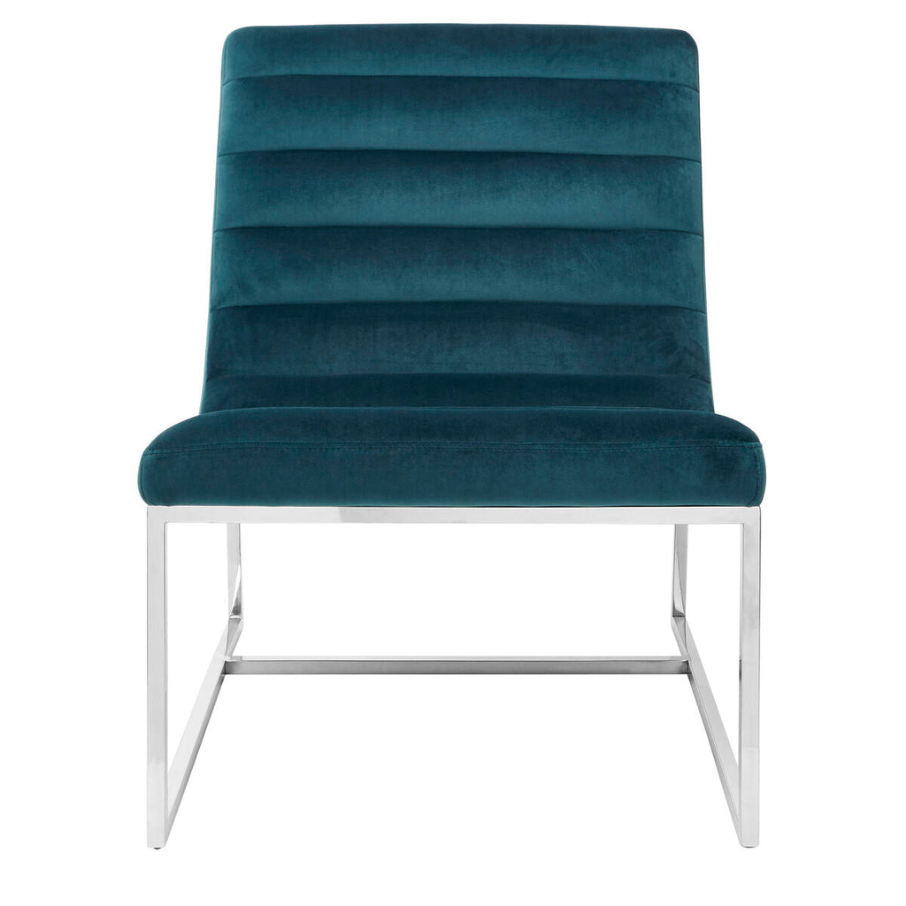 Teal Velvet Curving Lounge Chair