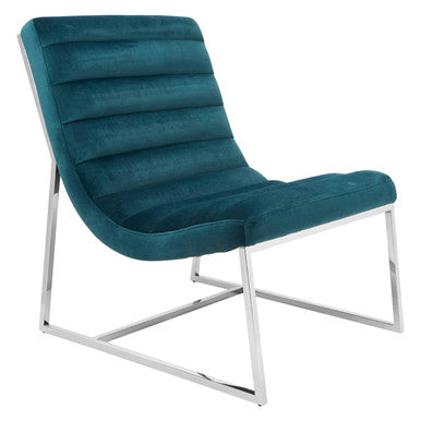 Teal Velvet Curving Lounge Chair