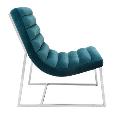 Teal Velvet Curving Lounge Chair