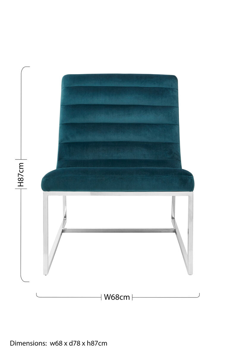 Teal Velvet Curving Lounge Chair